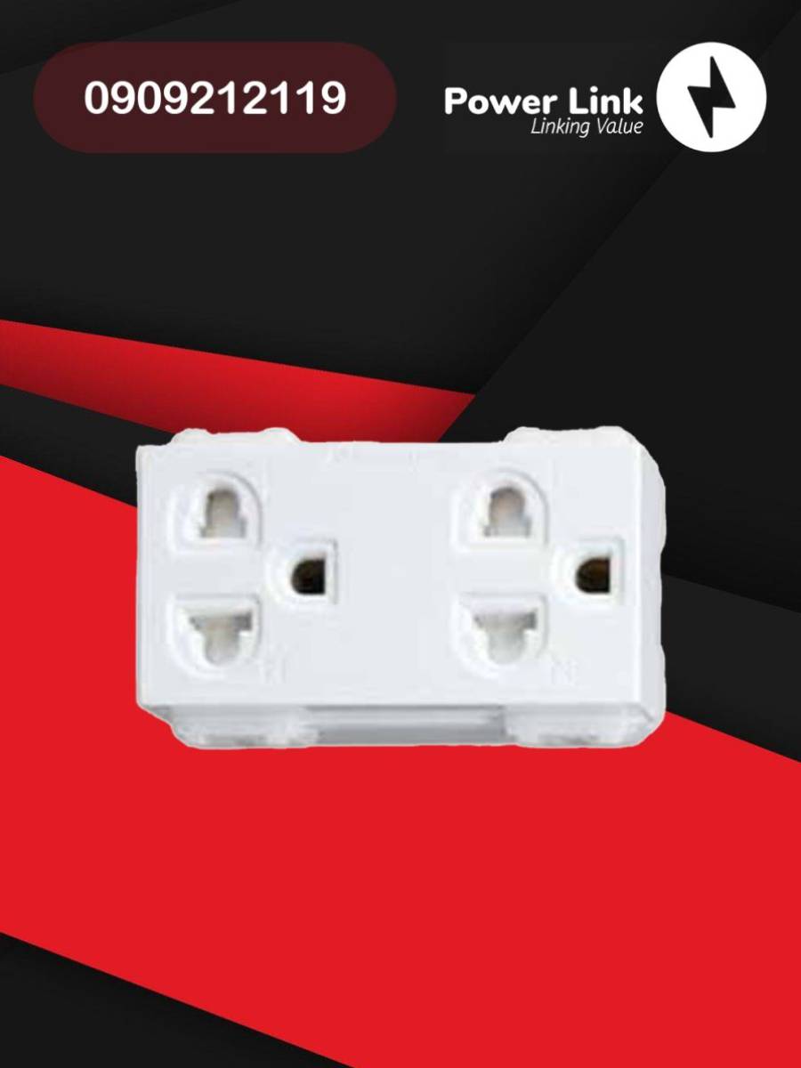 WEV1582SW-Ổ cắm đôi 3 chấu màu trắng tuyết